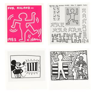 Keith Haring - Dessin accompagné de trois reproductions noir et blanc