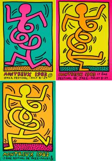Keith Haring - Konvolut von 3 Plakaten zum Jazz Festival in Montreux.