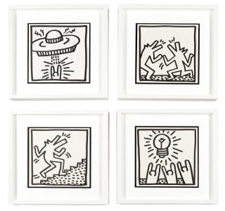 Keith Haring - UFO; Barking Dogs; Dog Climbing; Light Bulb