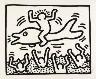 Keith Haring - Untiltled (Man on Dolfin) , 1987