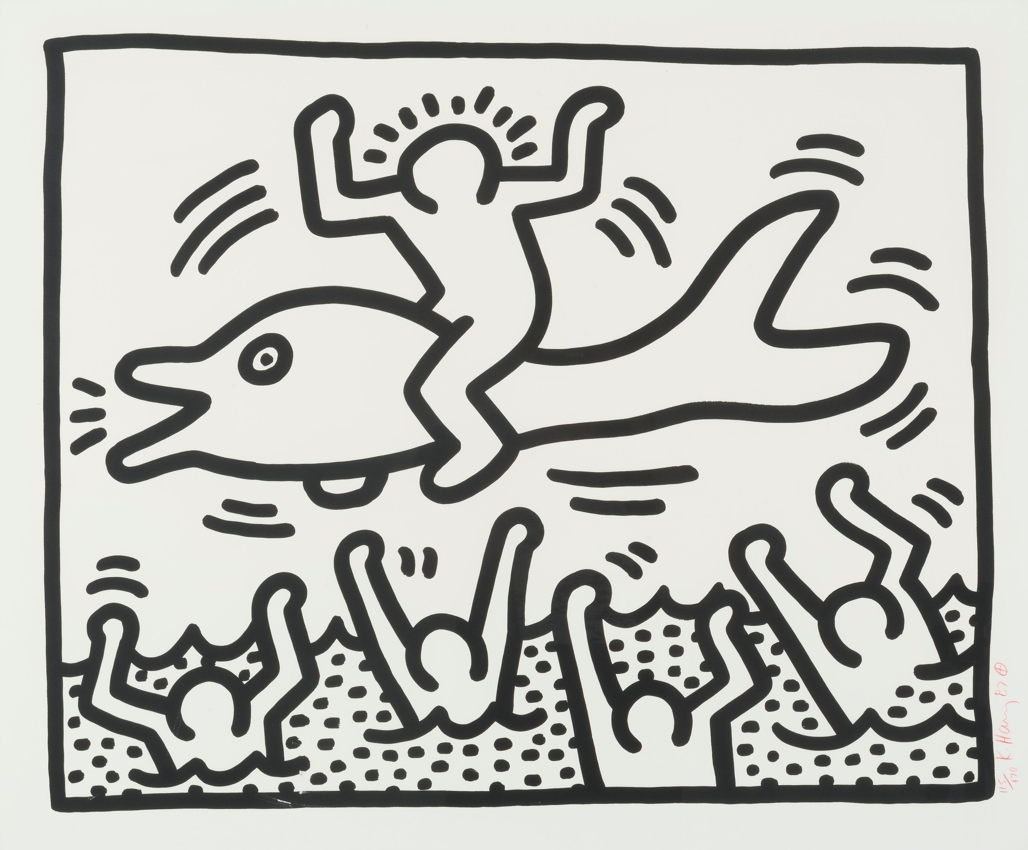 Keith Haring - Untitled (Man on Dolfin), 1987