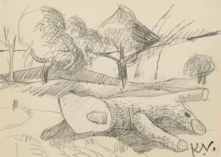 Keith Vaughan - Felled Tree Trunk; Houses in a Landscape; Village