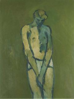 Keith Vaughan - Nude against a green background