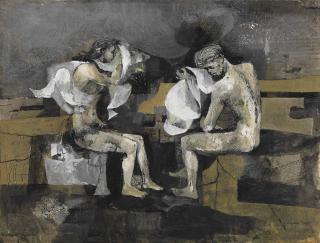Keith Vaughan - Seated bathers on the shore