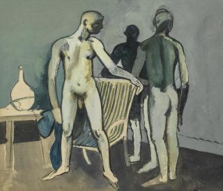 Keith Vaughan - Three Figures and Cane Chair