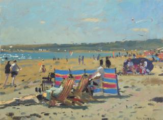 Ken Howard R.A. - Beach Family, Marazion