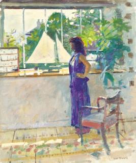 Ken Howard, R.A. - Dora in a blue dress