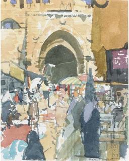 Ken Howard, R.A. - Market At The Damascus Gate