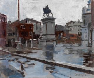 Ken Howard R.A. - S.S. Giovanni e Paolo in the Rain