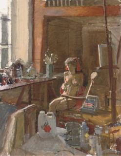 Ken Howard, R.A. - Valerie in the Studio