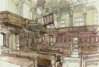 Ken Howard - Two studies of the State Rooms and six portrait studies including Senator R.R. Juene; and D.R. Ferbrache (Deputy Viscount), executed for the painting of the Queen\'s visit to Jersey, on 27th June 1978