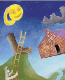 Ken Kiff, R.A. - Man climbing a ladder