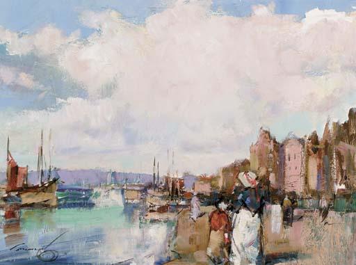 Ken Moroney - Figures on a Quayside