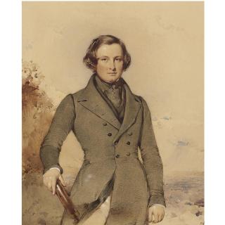 Kenneth Macleay, R.S.A. - Portrait Of A Gentleman Holding A Telescope