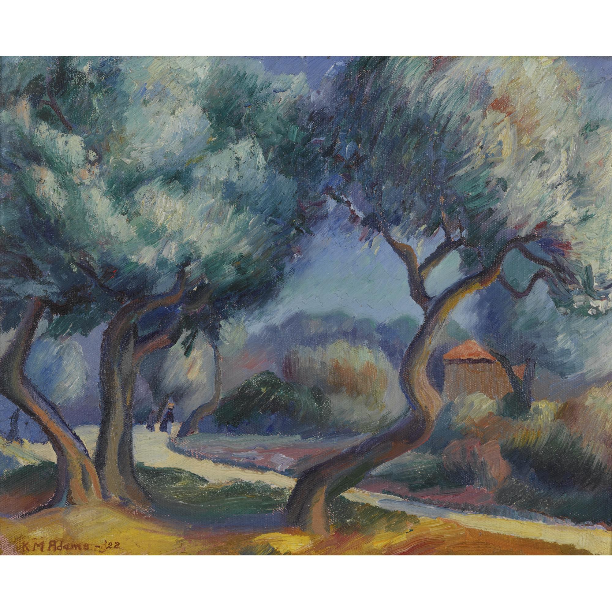 Kenneth Miller Adams - Figures On A Path Approaching A House