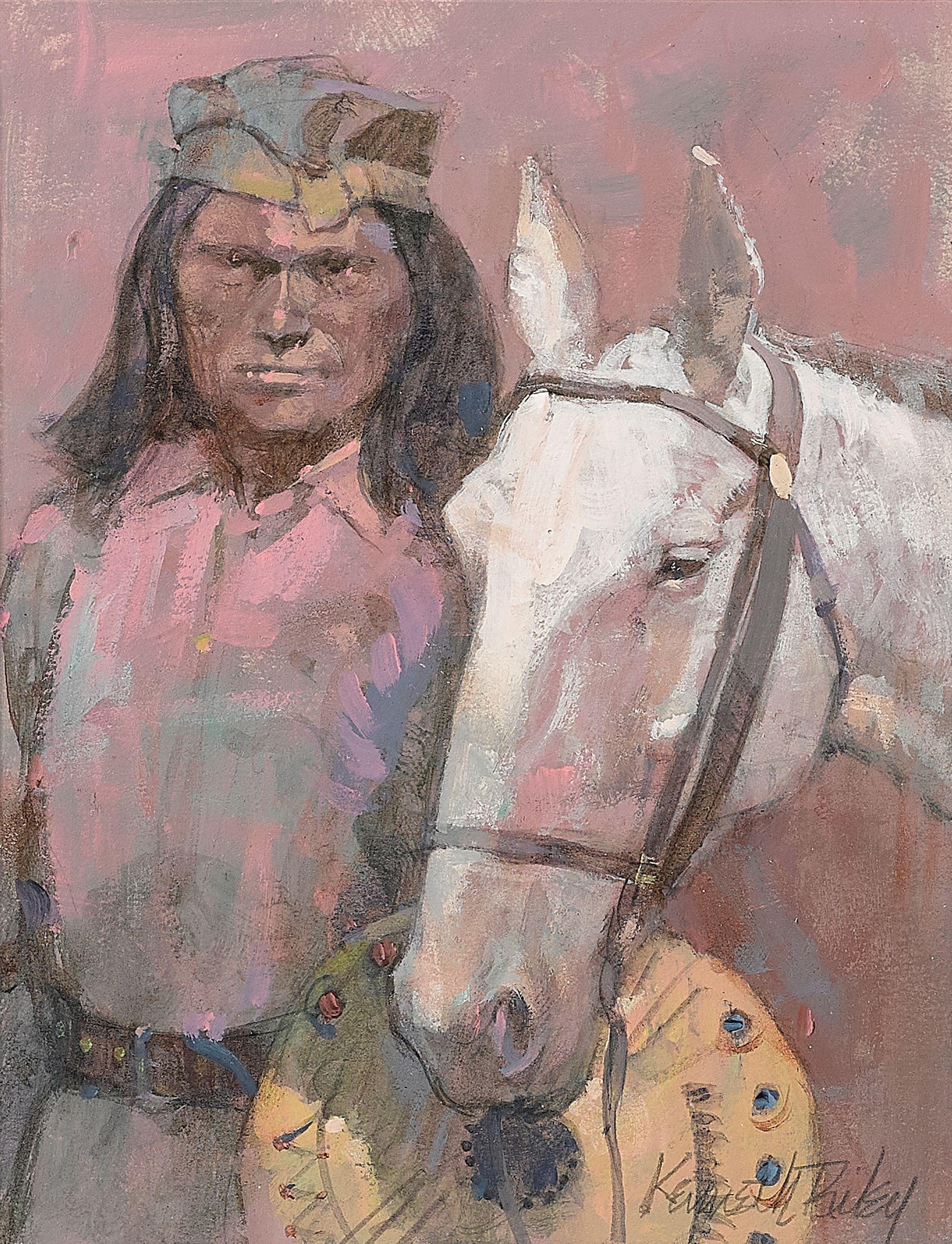 Kenneth Riley - Apache man and white horse