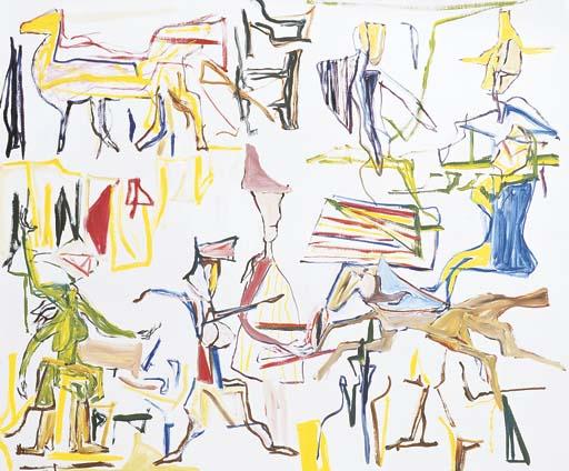 Kenneth Ronald Whisson - Circus III brown and red and yellow horses