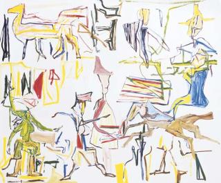 Kenneth Ronald Whisson - Circus III brown and red and yellow horses