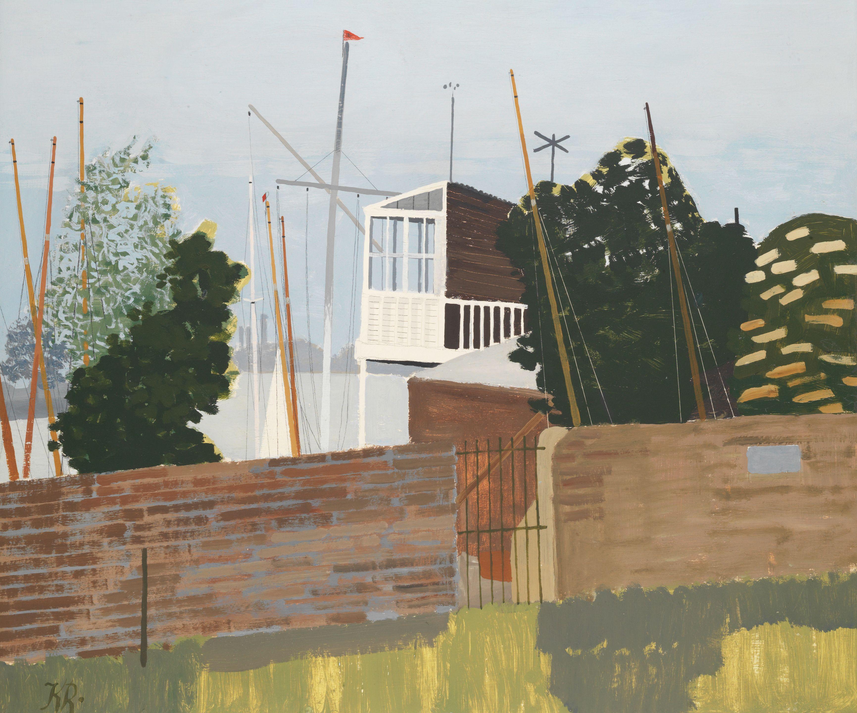 Kenneth Rowntree A.R.W.S. - Putney Gardens with Boats