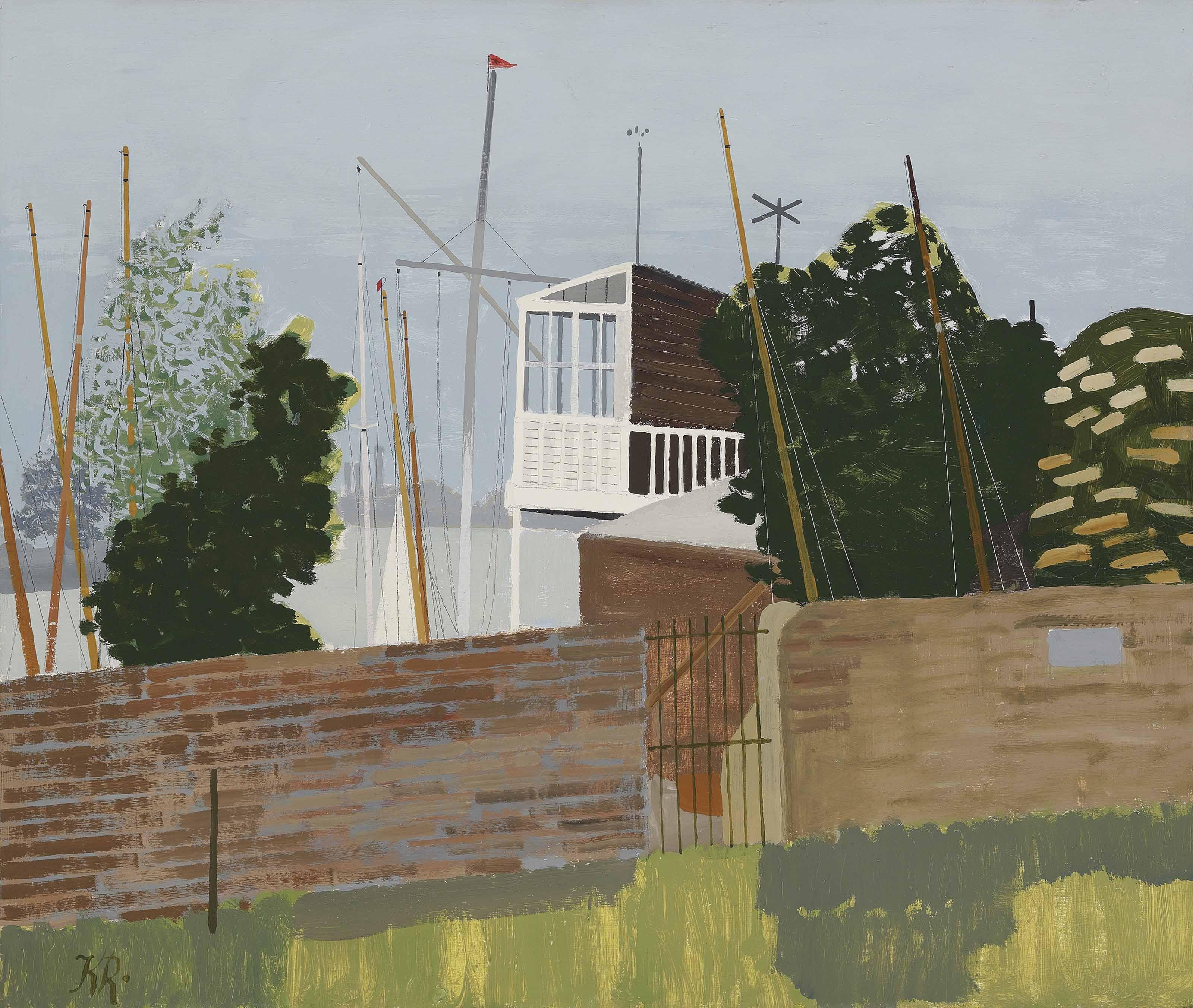 Kenneth Rowntree - Putney gardens with boats