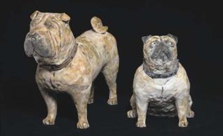 Kerry Jameson - A Pair of Models of A Shar-Pei Dog And A Pug Dog,