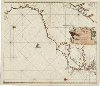 Keulen, Johannes Van  - Pas Kaart Van De Kust Van Carolina Tusschen C De Canaveral En C Henry Door C. J. Vooght Geometra. Amsterdam: Johannis Van Keulen, [1687]