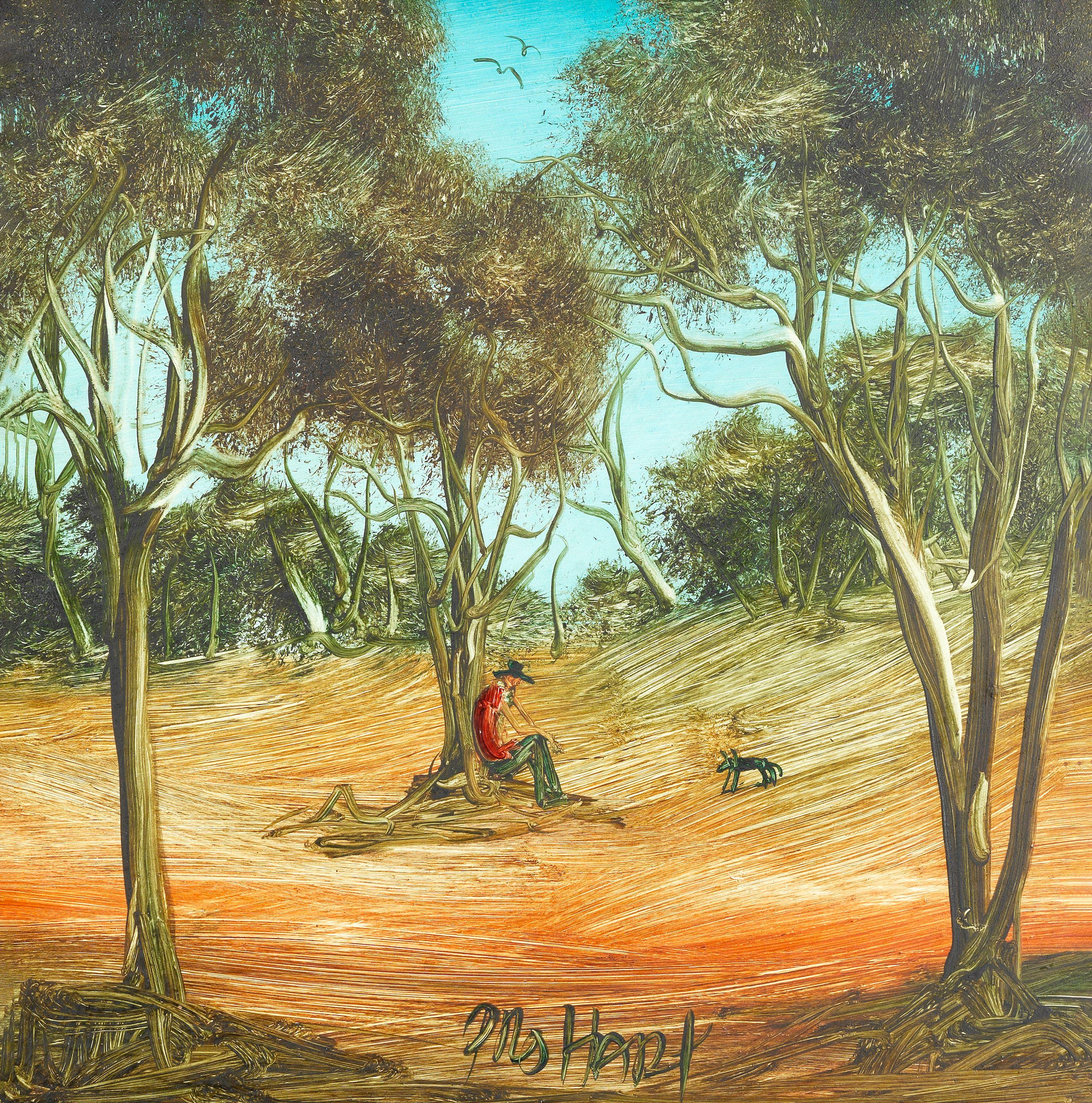 Kevin Charles Hart - Lone Figures In The Outback, A Pair (2)