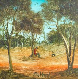 Kevin Charles Hart - Lone Figures In The Outback, A Pair (2)