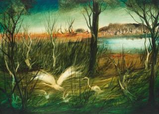 Kevin Charles Hart - Swamp with waterbirds