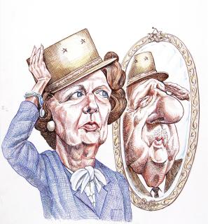 Kevin Kallaugher - Thatcher Mirrors Herself On De Gaulle