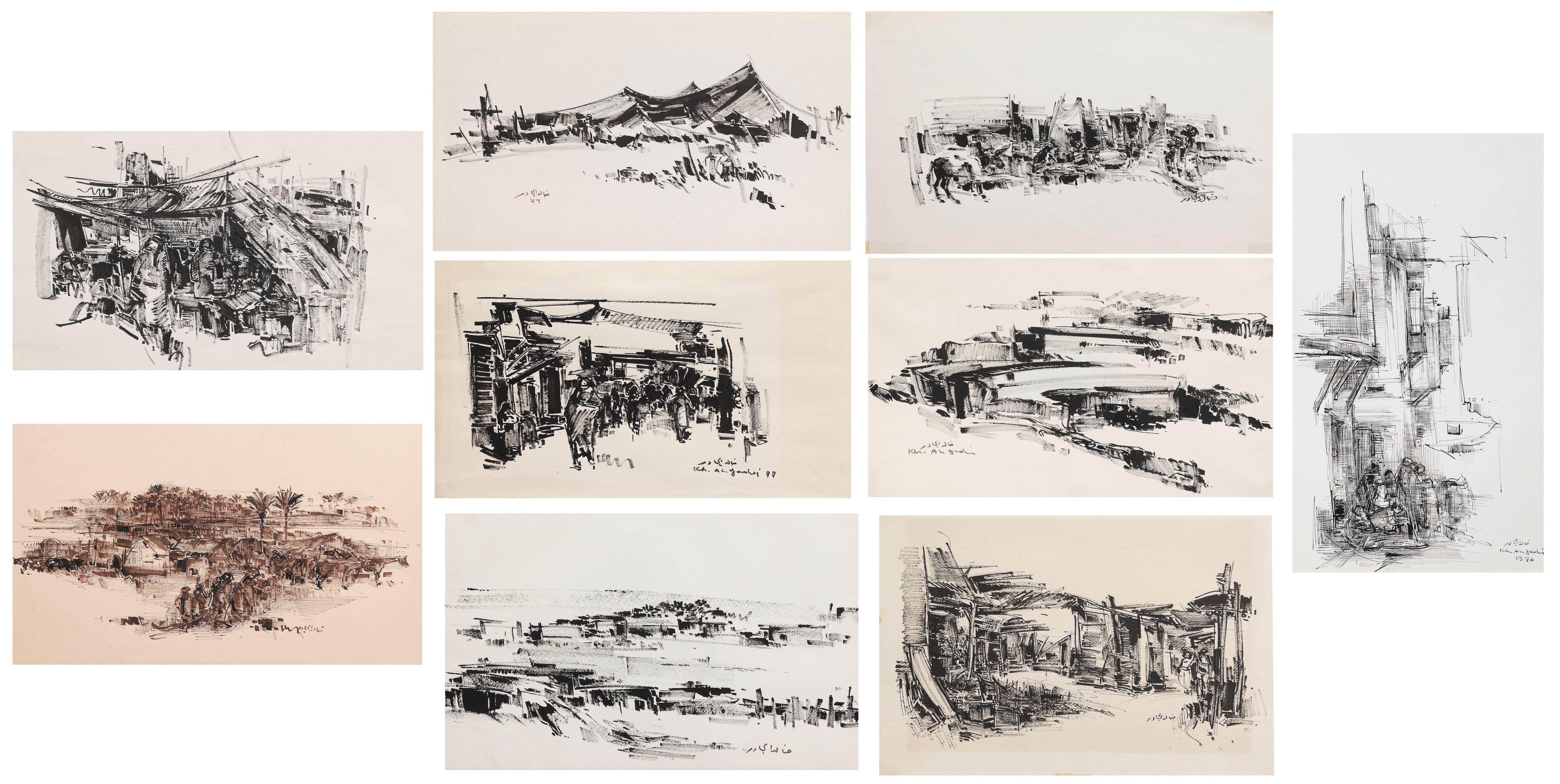 Khaled Al-Jadir - Tents circa 28 x 38cm each