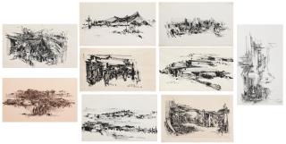 Khaled Al-Jadir - Tents circa 28 x 38cm each