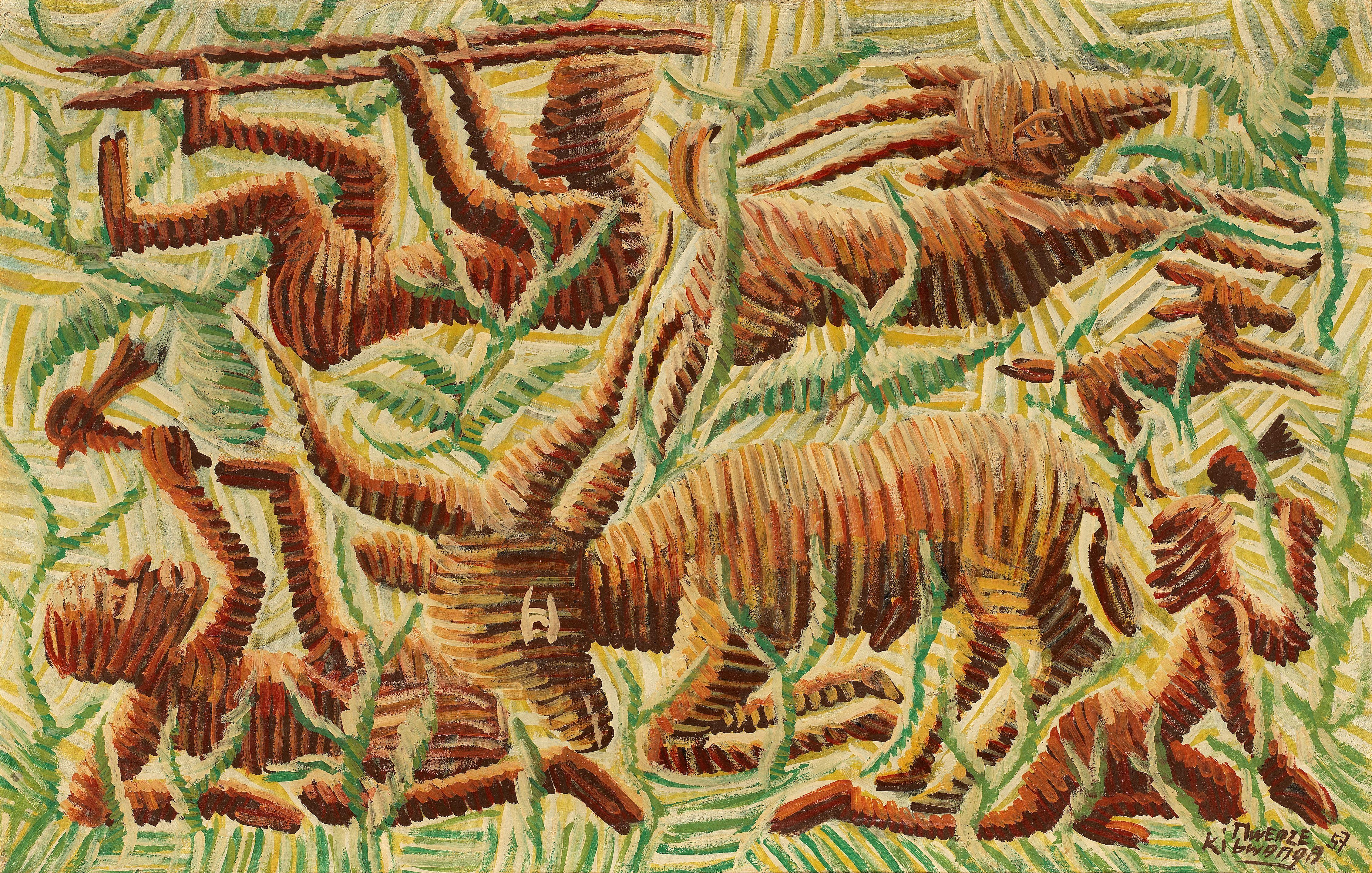 Kibwanga Mwenze - Hunters and antelope