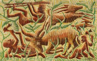 Kibwanga Mwenze - Hunters and antelope