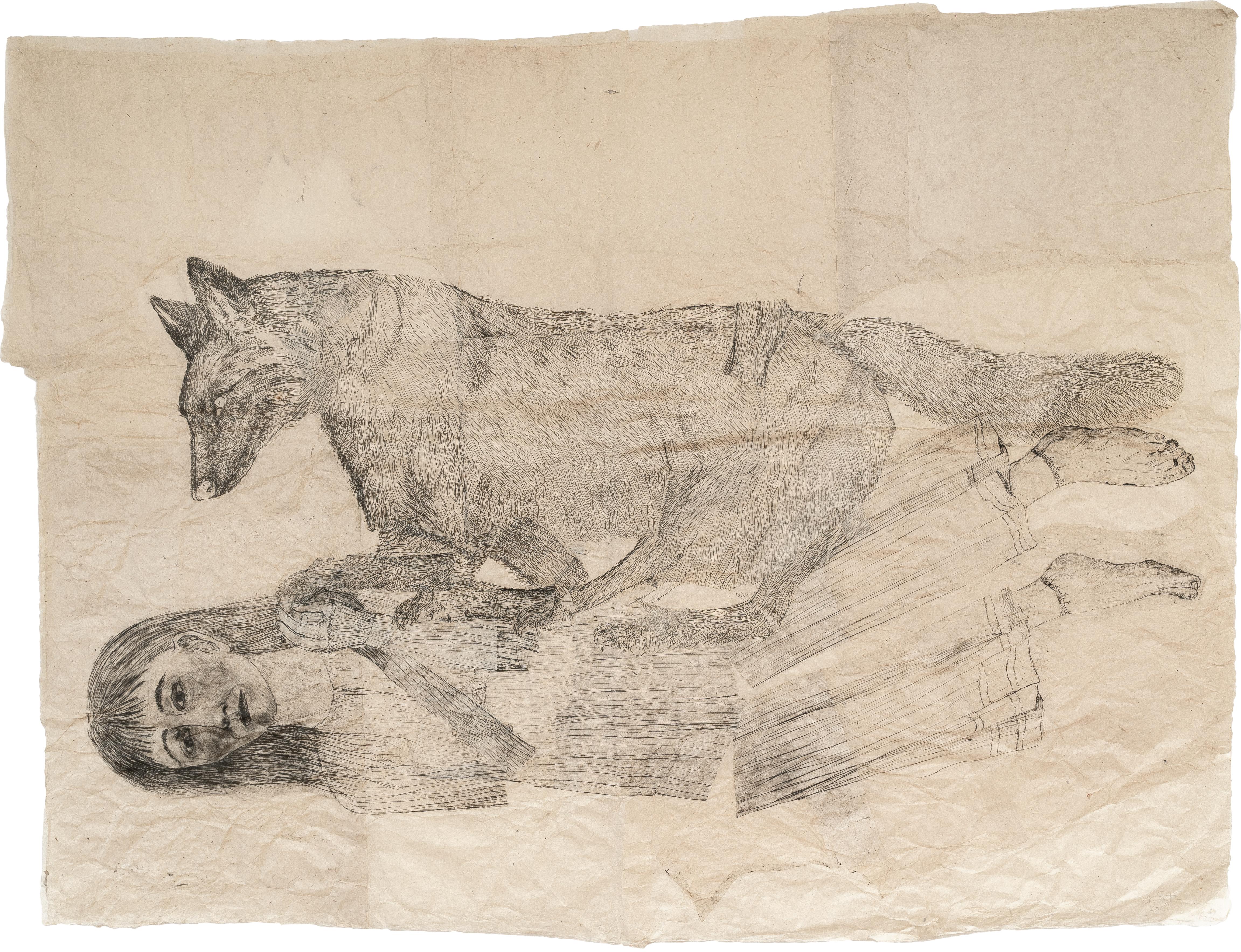 Kiki Smith - Sleeping woman with lying wolf