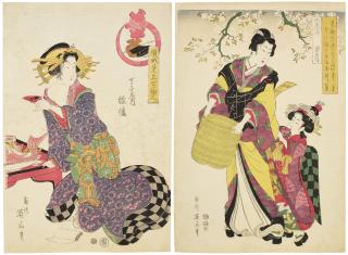 Kikugawa Eizan - A Group Of Two Portrait Prints