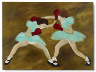 Kim Dingle - Girls Boxings (Two girls boxing in mint green dresses)