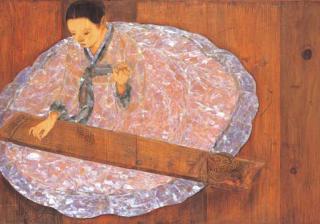 Kim Duck-Yong - Girl playing harp