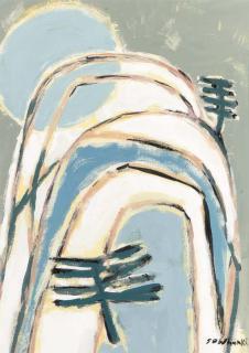 Kim Whanki - Untitled (Moonrise over mountains)