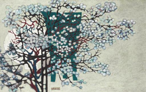 Kim Whanki - Untitled (White porcelain jar and plum tree)