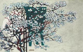 Kim Whanki - Untitled (White porcelain jar and plum tree)