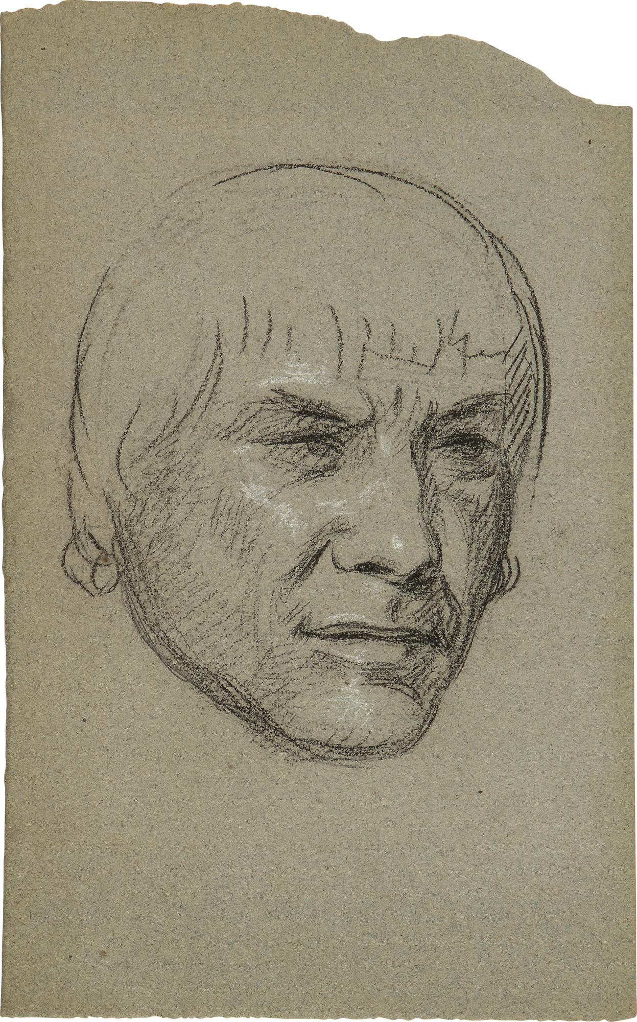 King, Charles Bird - [Chippewa Chief Peechekir, Also Called Buffalo: A Charcoal Head Study By Charles Bird King For A Painting Later Published In Mckenney And Hall\'S History Of The Indian Tribes Of North America]. [Washington, D.C.: Circa 1830] 