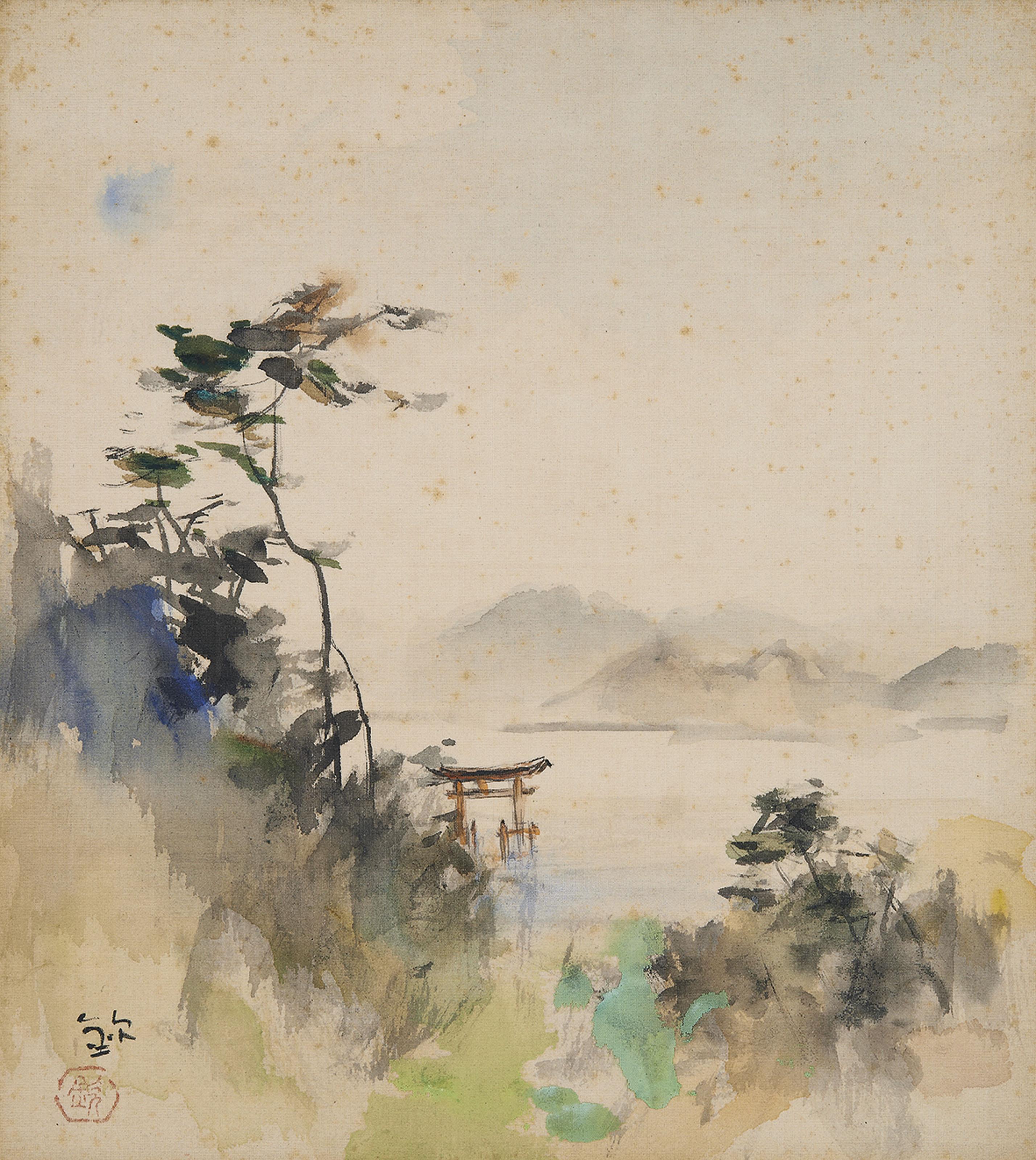 Kinichiro Ishikawa - Lake Biwa, Shirahige (Biwako kohan Shirahige)