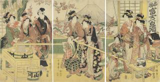Kitagawa Utamaro Ii - Famous Product: Mount Fuji White Sake (Meibutsu fuji no shirozake)