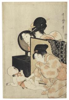 Kitagawa Utamaro - Beauties and a baby