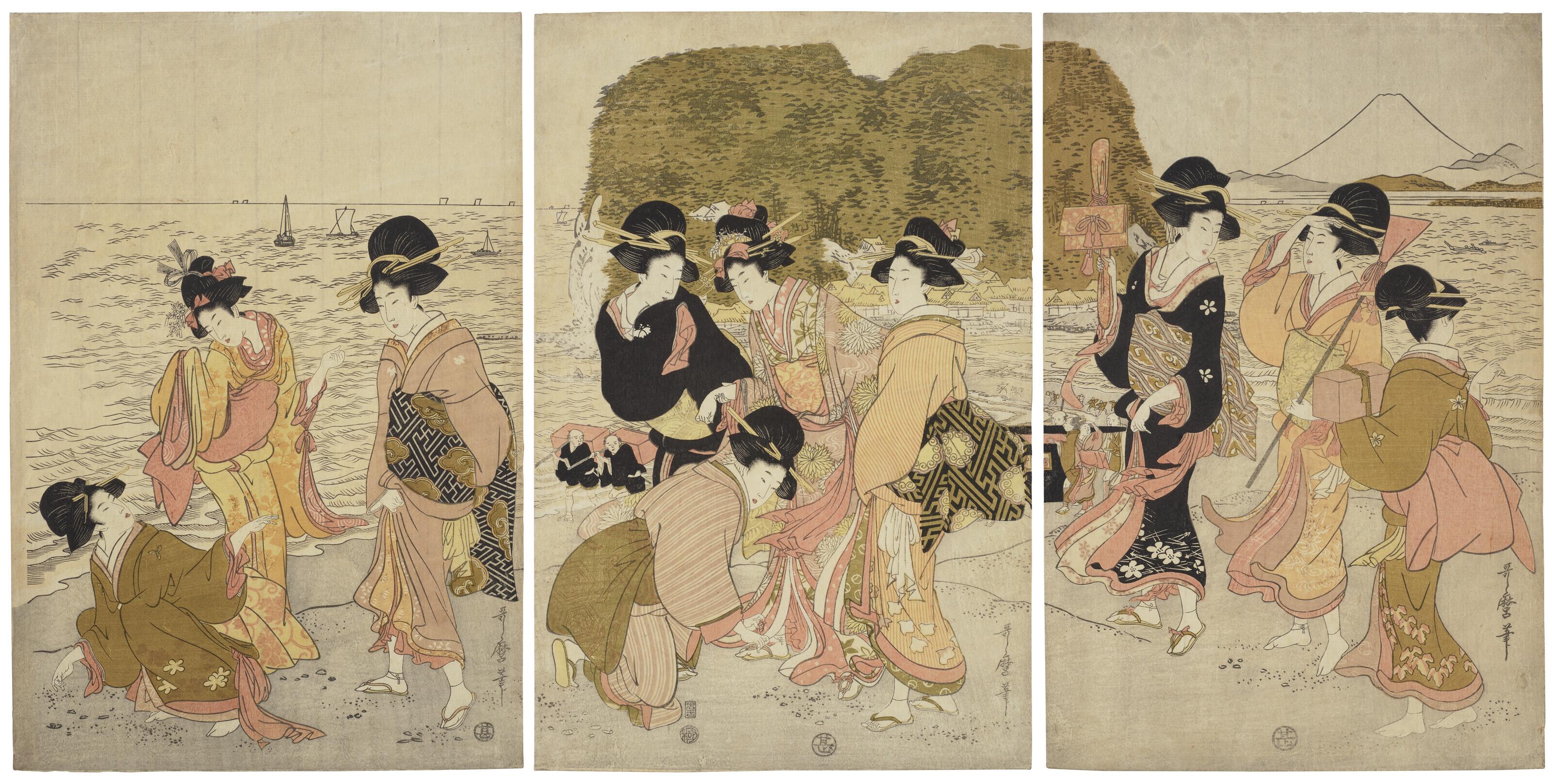 Kitagawa Utamaro - Beauties at Enoshima