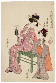 Kitagawa Utamaro - Firefly cage in the evening