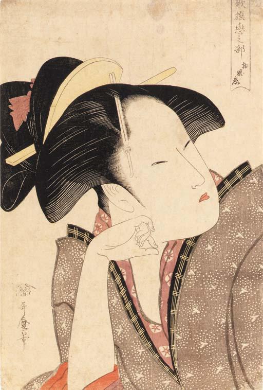 Kitagawa Utamaro - Mono omou koi (Reflective love), from the series Kasen koi no bu (Anthology of poems: The love section)