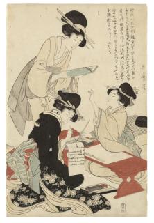 Kitagawa Utamaro - Practicing Calligraphy (Sho)
