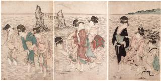 Kitagawa Utamaro - Women on the beach at Futami-ga-ura